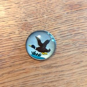 Glass cabochon sterling brooch